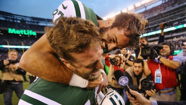 So close: Ryan Fitzpatrick and Eric Decker of the New York Jets narrowly missed the play-offs last year.