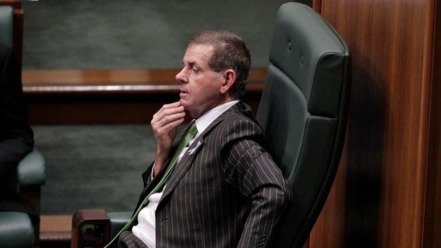 Not entirely comfortable: Peter Slipper in his new role as Speaker in the House of Representatives.