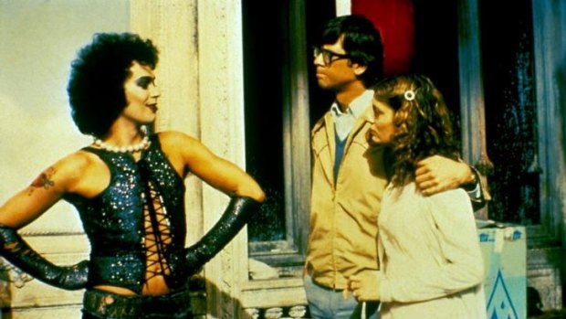 Rock musical: Tim Curry, Barry Bostwick and Susan Sarandon in a scene from the film The Rocky Horror Picture Show (1975).