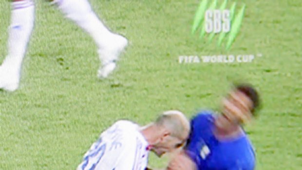 That headbutt ... Zinedine Zidane and Italian player Marco Materazzi in the 2006 World Cup final.