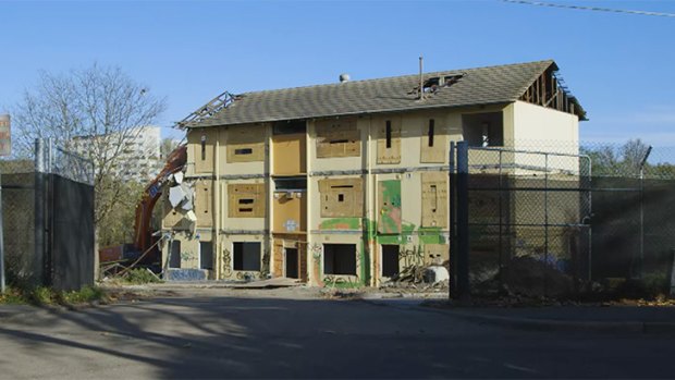 The demolition of Walker Street housing estate in 2020