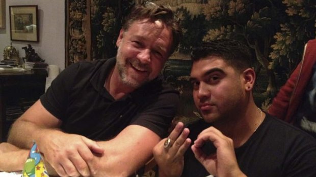 Russell Crowe helps Queanbeyan's Omar Musa celebrate his 30th birthday at Crowe's property near Coffs Harbour.