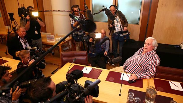 Palmer United Party leader Clive Palmer addresses the media on Thursday.