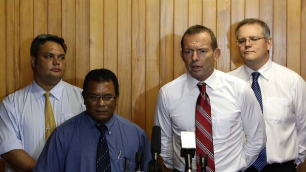 Nauru's president, Marcus Stephen, pictured second from left, says there are no obstacles preventing his nation from adopting the United Nations Refugee Convention.