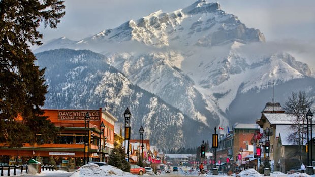 Seasonal stay: A winter streetscape along Banff Avenue.