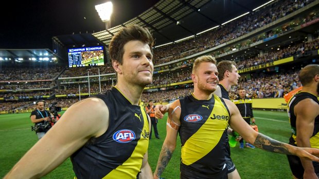 Trent Cotchin and Brandon Ellis after the game.