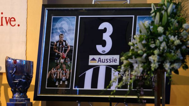 Remembered: Scenes in the church prior to the funeral for Port Adelaide and former Collingwood player John McCarthy.