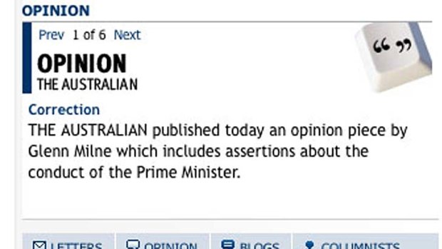 <em>The Australian</em>'s online correction.