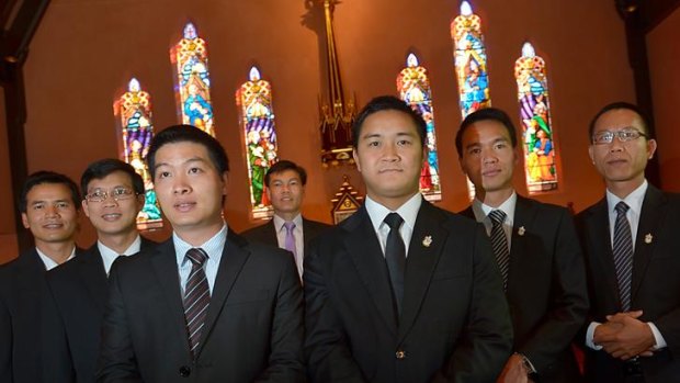 Paul Lu (far right) with fellow trainee priests at Corpus Christi College.