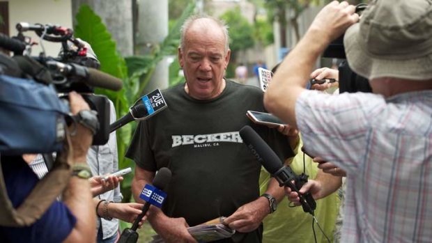 Nothing on camera yet: Mike Willesee speaks to the media in Bali on Tuesday.