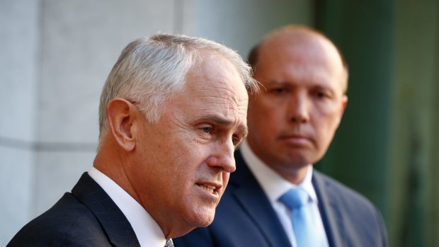 Prime Minister Malcolm Turnbull and Immigration Minister Peter Dutton unveil details of the 457 visa shake-up in April.