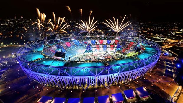 Some sight ... fireworks ignite over the Olympic Stadium during the opening ceremony.
