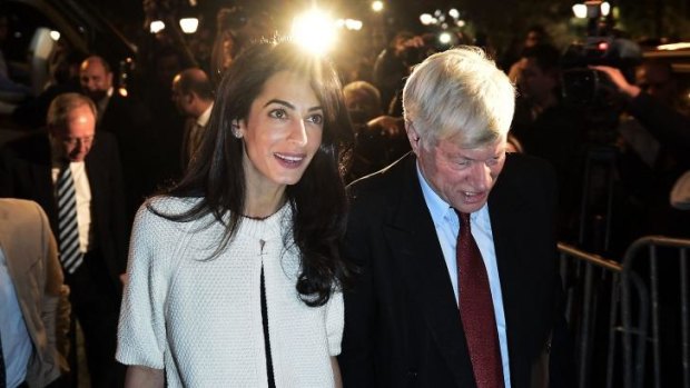 Amal Alamuddin Clooney, who has changed her professional name to Amal Clooney, arriving in Athens, Greece.