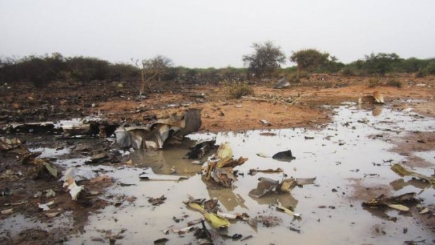 Debris is seen at the crash site of Air Algerie flight AH5017 - the McDonnell Douglas MD-83 broke up on impact.