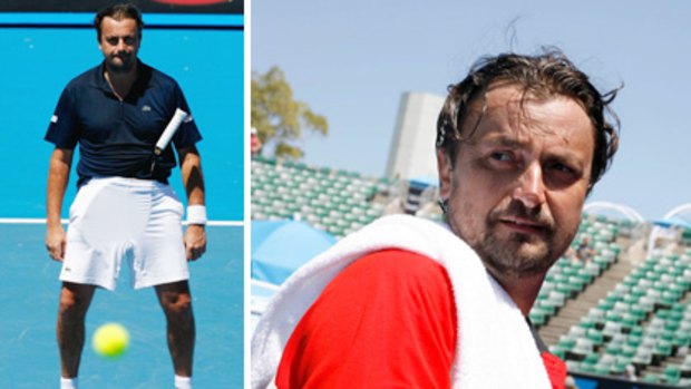 Frenchman Henri Leconte hams it up during the Australian Open.