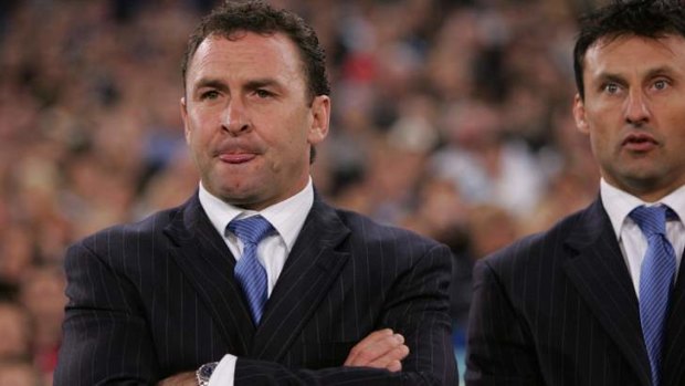 Killer combo: Ricky Stuart and Laurie Daley on the Blues coaching bench in 2005.