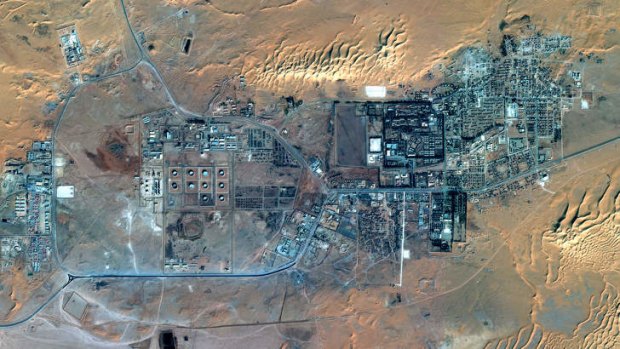 A satellite view of the town of In Amenas in the Sahara desert.