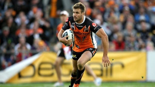Beau Ryan playing for the Wests Tigers.