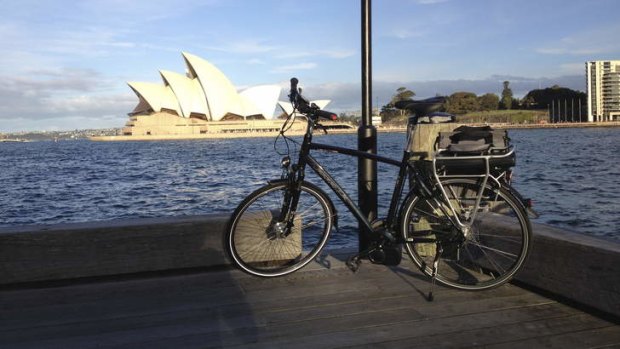 Covert cruising: a Gazelle E-bike alongside Sydney harbour.