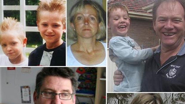 Clockwise from bottom left: George Pesor, whose sons Andre and Frank Valette are missing. The boys' mother, Ann-Louise Valette. Ken Thompson with Andrew and Andrew's mother Melinda.