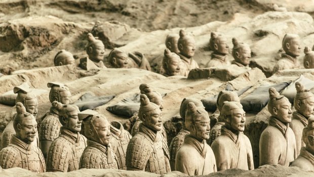 Clay statues of Chinese Qin dynasty soldiers. 