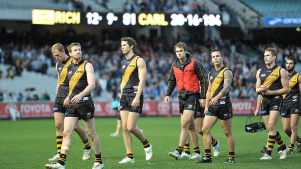 Wounded Tigers... Richmond will be hoping for a better showing than their last clash with the Blues.