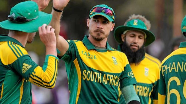 Angry: Dale Steyn took four wickets in the tri-series final against Australia.