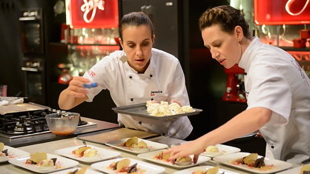 Two points only separated the <i>MKR</i> winners ... Bree and Jessica plating up during the grand final.