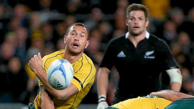 Three-way battle: Quade Cooper is desperate to regain his Wallabies jersey against the All Blacks after almost a year in Test exile.