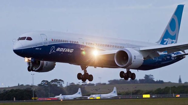 The stretch Boeing 787-9 Dreamliner makes its international debut in New Zealand.