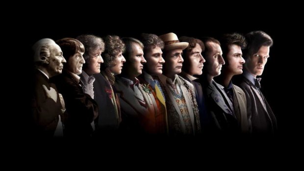 The eleven doctors of Doctor Who who have appeared over the 50 years the series has run. In the new mini-episode, Paul McGann, the Eighth Doctor, regenerates into a young John Hurt.