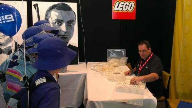 Students check out the Lego creations on day one of the Ekka.