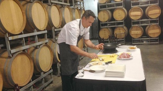 Dean Williams, from Sandalford Wines, prepares a Chinese dish using humanely sourced meat.