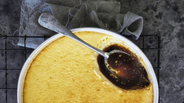 Baked sour cream custard.