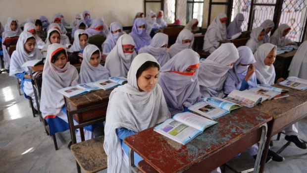 Education the key: Girls study in a school in Mingora, Malala Yousafzai's home town in the Swat Valley of Pakistan.