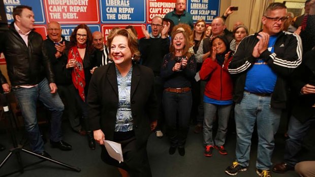 Sophie Mirabella, pictured with her supporters in Wangaratta on election night, has conceded in the battle for Indi.