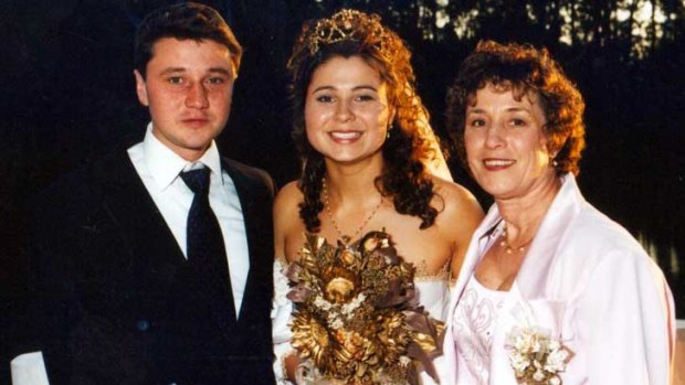 Family affair ... Darren McKenzie pictured with his mother Denise at his sister Sonia's wedding in 1998.