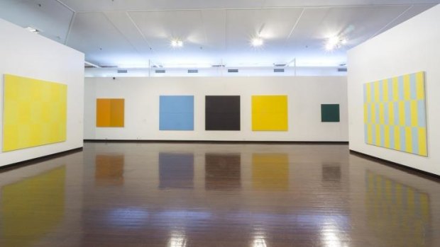 An installation view of David Serisier's <i>Colour real and imagined</i> at the ANU Drill Hall Gallery.