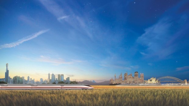 An image from Consolidated Land and Rail Australia, a company planning a fast rail link between Melbourne and Sydney. 