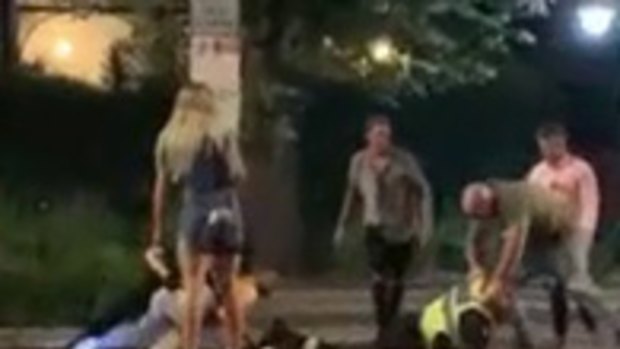 A screenshot taken from mobile phone footage of the alleged assault. 