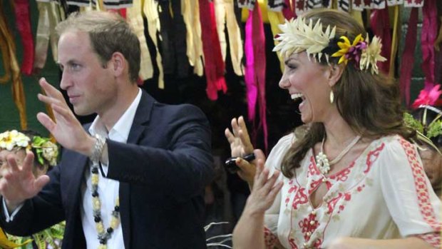 News broke of the topless pictures while the Duke and Duchess of Cambridge were on tour of Asia and the South Pacific - here, pictured in Tuvalu.