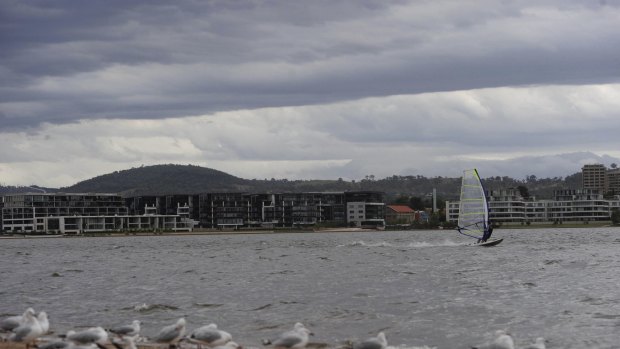 File photo: Storm clouds looming and the wind picking up over Lake Burley Griffin.