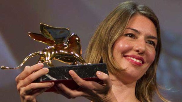 Sofia Coppola with the Golden Lion prize for her film Somewhere at the Venice Film Festival.
