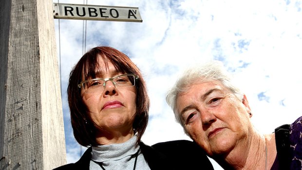 Badge of dishonour ... Christine Dunsmore, left, and her mother Jen Austin want Rubeo Avenue's name changed. Christine was often visited by Victor Rubeo.