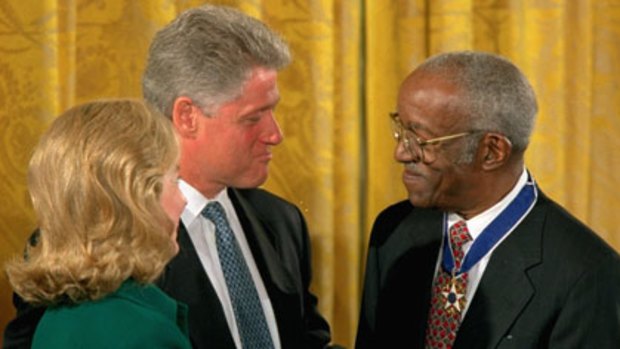 Honoured... Bill and Hillary Clinton with John Hope Franklin.