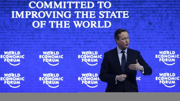British Prime Minister David Cameron at the World Economic Forum in Davos, Switzerland.
