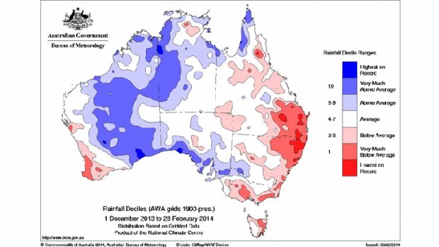 Very dry conditions in parts of eastern Australia over the past six months.