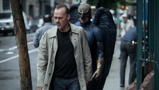 Oscar frontrunner Michael Keaton in <i>Birdman</i>.