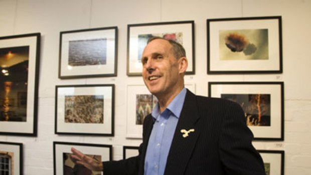 Bob Brown at the opening of the exhibition yesterday ... ’’if I wasn’t in politics I’d be a photographer and I’m not so sure that the creativity doesn’t run through both’’.