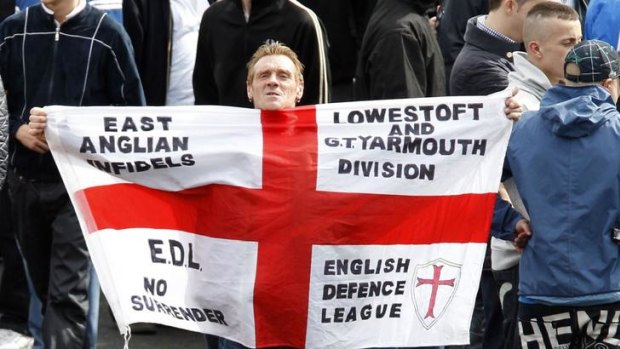 Far right English Defence League protesting last year.